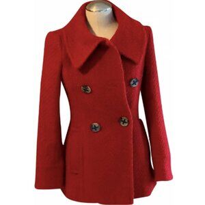 Vintage Trina Turk Red Wool Peacoat **Made in the USA